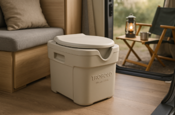 TROBOLO WandaGO Lite composting toilet, compact camping toilet for on the go, portable urine diverting dry toilet