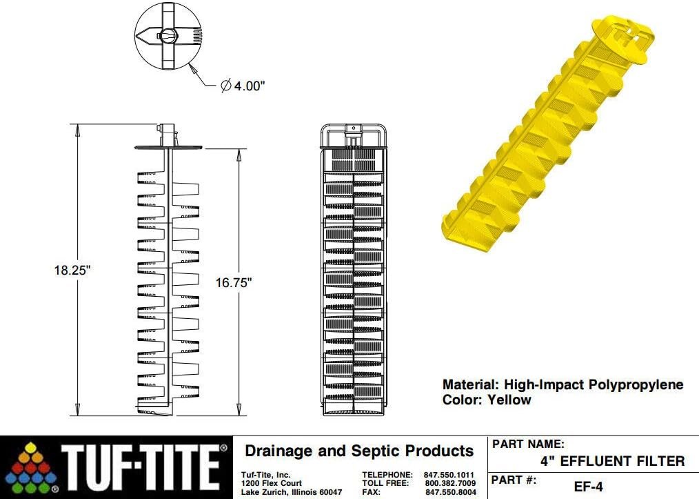 Tuf-Tite EF-4 Residential Series Effluent Filter (Filter Only), Yellow Roebic K-570-Q 32-Ounce Leach And Drain Field Opener Concentrate Tuf-Tite EF-4 Residential Series Effluent Filter (Filter Only), Yellow Roebic K-570-Q 32-Ounce Leach And Drain Field Opener Concentrate