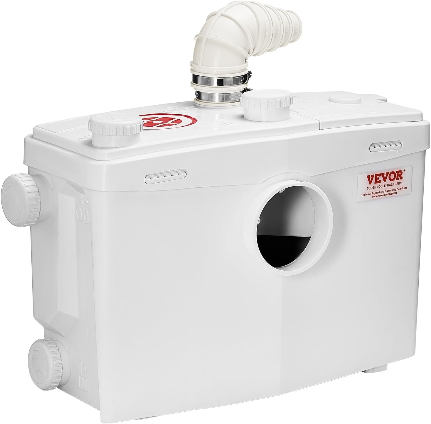 VEVOR 700W Macerator Pump, 9600 L/h Flow, 32.8 ft/10 m Head, Macerator Sewerage Sump Pump with 3 Water Inlets for Toilet, Basement, Kitchen, Sink, Shower, Bathtub Waste Water Disposal Upflush Machine
