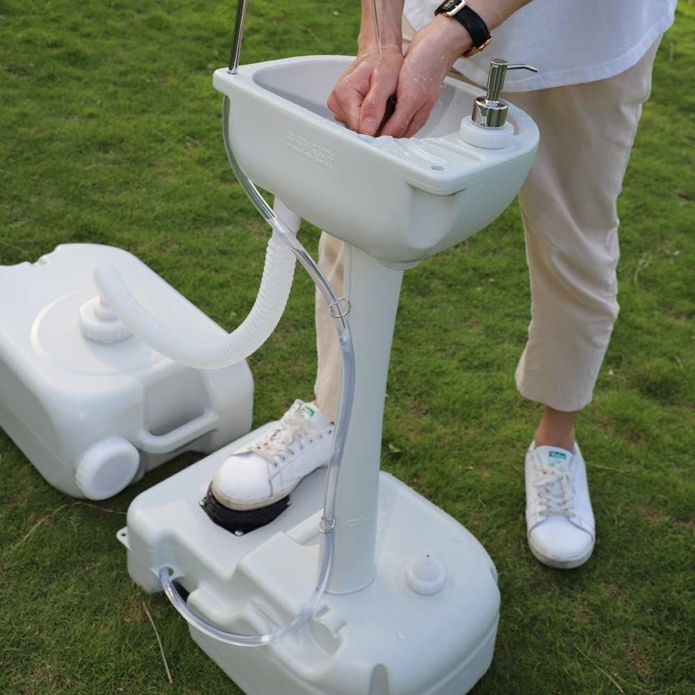 VINGLI Portable Hand Sink with 24L Recovery Tank, Gal Self-contained Hand Wash Basin for Camping/RV/Garden/Outdoor Events/Gatherings, Lightweight Detachable VINGLI Portable Hand Sink with 24L Recovery Tank, Gal Self-contained Hand Wash Basin for Camping/RV/Garden/Outdoor Events/Gatherings, Lightweight Detachable