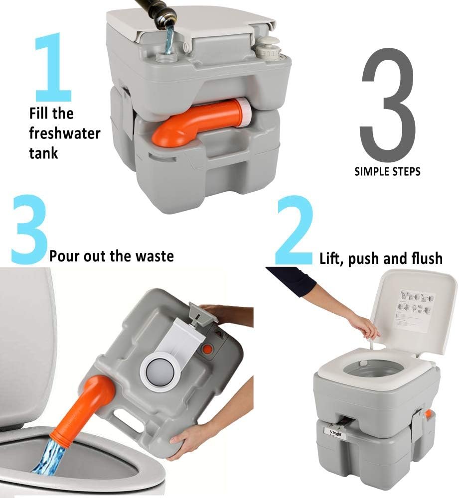 VINGLI Upgraded Portable Sink and Toilet Combo| Self-contained Gal Hand Washing Station  5.3 Gal Flushing Toilet, Perfect for Camping/RV/Boat/Road Tripper/Camper, Detachable  Lightweight