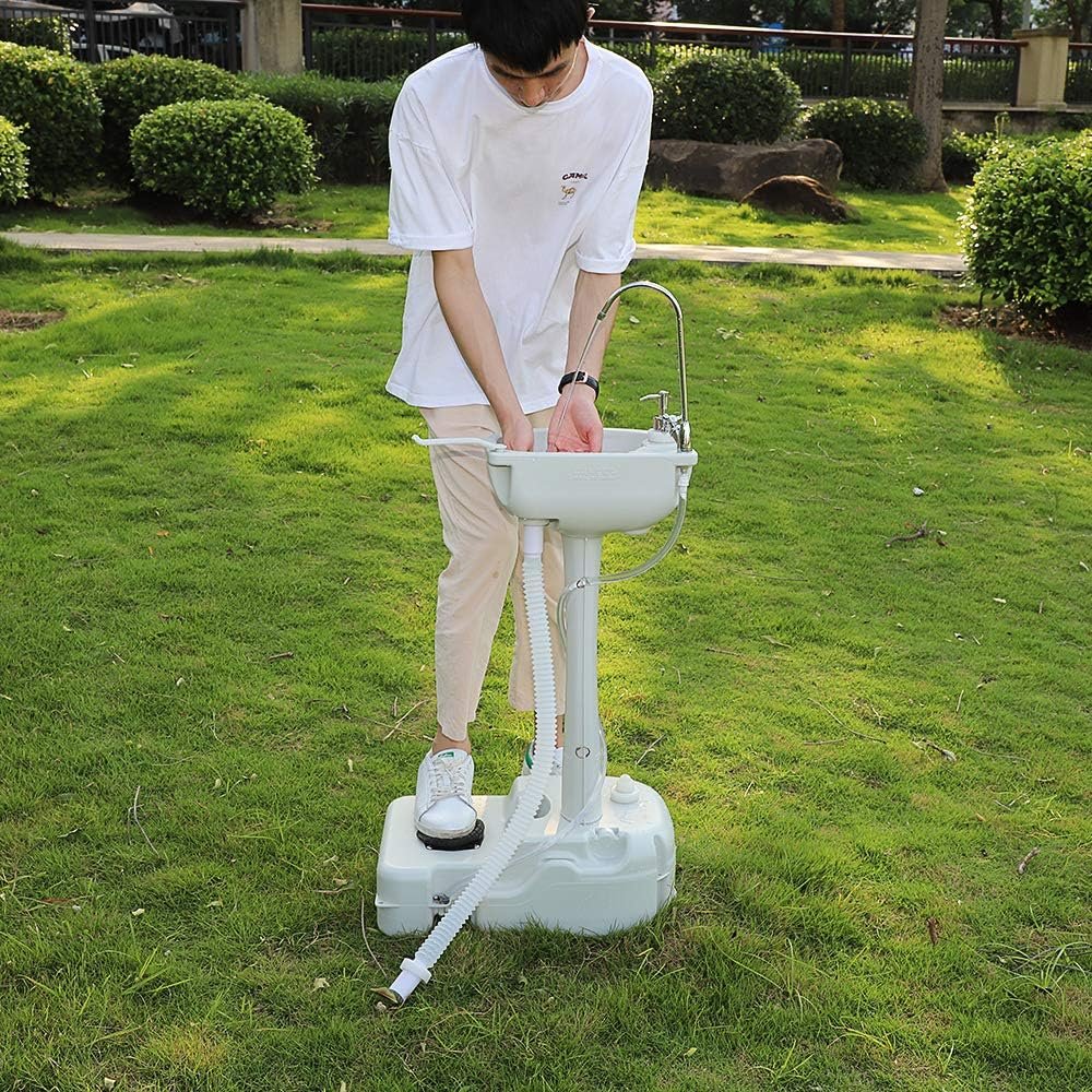 VINGLI Upgraded Portable Sink and Toilet Combo| Self-contained Gal Hand Washing Station  5.3 Gal Flushing Toilet, Perfect for Camping/RV/Boat/Road Tripper/Camper, Detachable  Lightweight
