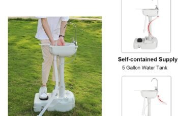 VINGLI Upgraded Portable Sink and Toilet Combo| Self-contained 5 Gal Hand Washing Station & 5.3 Gal Flushing Toilet, Perfect for Camping/RV/Boat/Road Tripper/Camper, Detachable & Lightweight