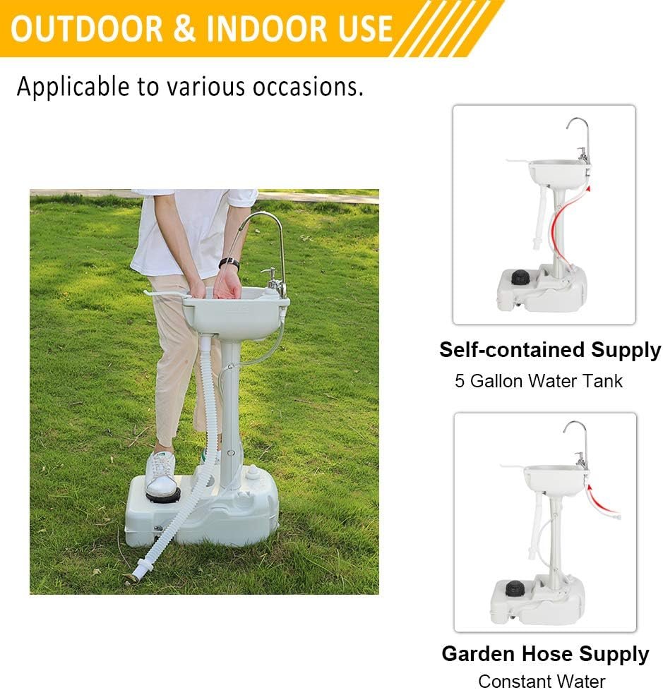 VINGLI Upgraded Portable Sink and Toilet Combo| Self-contained Gal Hand Washing Station  5.3 Gal Flushing Toilet, Perfect for Camping/RV/Boat/Road Tripper/Camper, Detachable  Lightweight