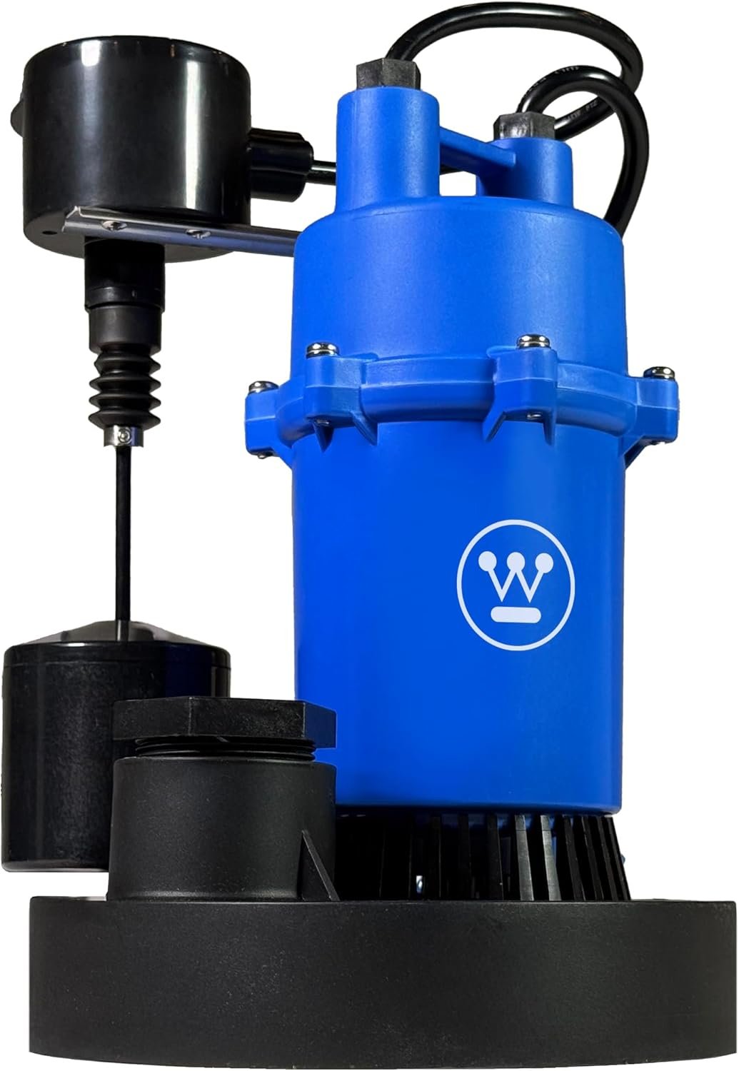 Westinghouse 1/2 HP Submersible Sewage Sump Pump with Vertical Float Switch, Cast Iron, 6500 GPH Max Flow, Automatic Sewage Ejector Pump, Handles Solids Up to 2, Includes 2 Quick Connect Fitting