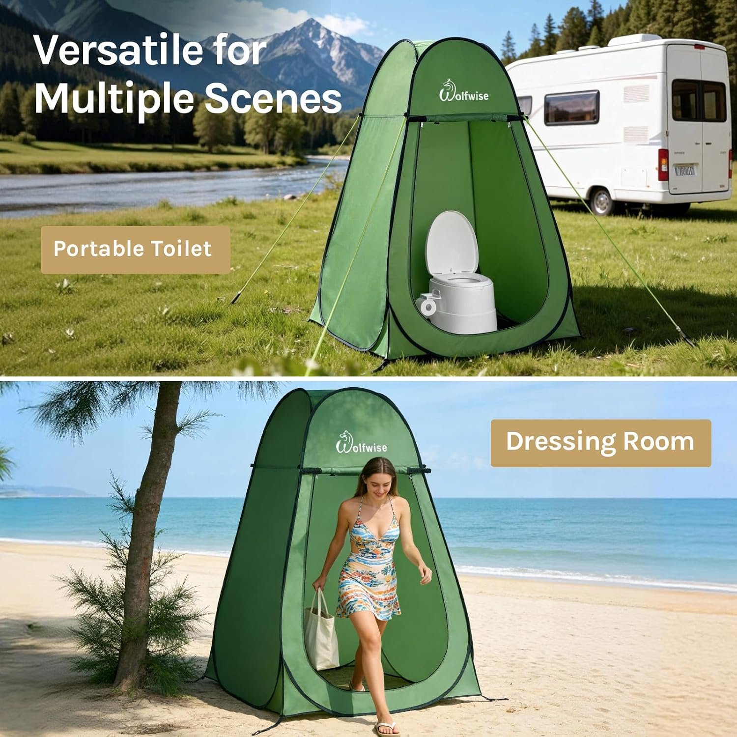 WolfWise Pop Up Shower Tent for Camping Essentials, Compact Lightweight WolfWise Pop Up Shower Tent for Camping Essentials, Compact Lightweight